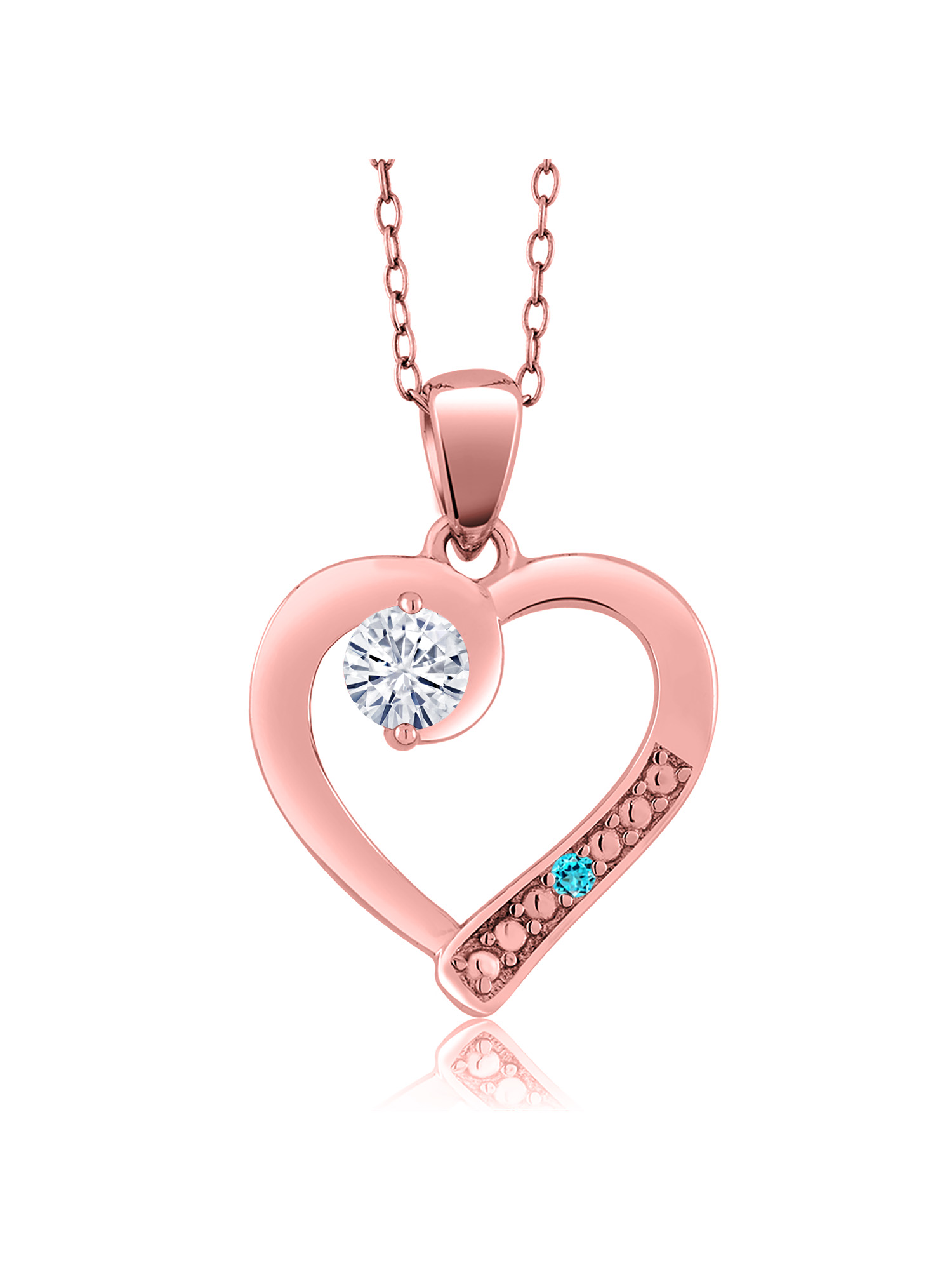 DEW Created Moissanite from Charles & Colvard 18K Rose Gold Plated Silver Pendant Set with Forever Classic Round 0.18ct DEW Created Moissanite from Charles & Colvard 18K Rose Gold Plated Silver Pendant Set with Forever Classic Round 0.18ct